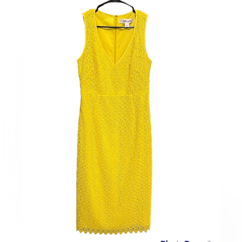 Diane Von Furstenberg Yellow Midi Sheath Dress